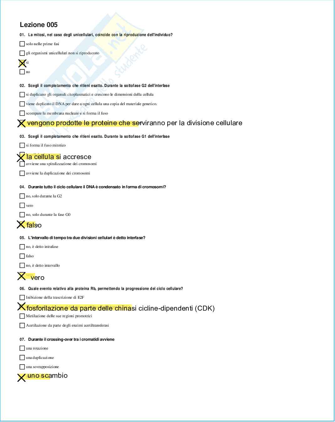 Risposte domande chiuse genetica medica aggiornate 2026 Pag. 16