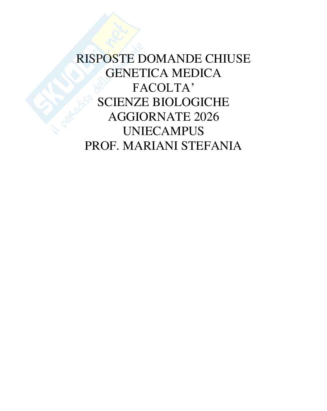 Risposte domande chiuse genetica medica aggiornate 2026 Pag. 2