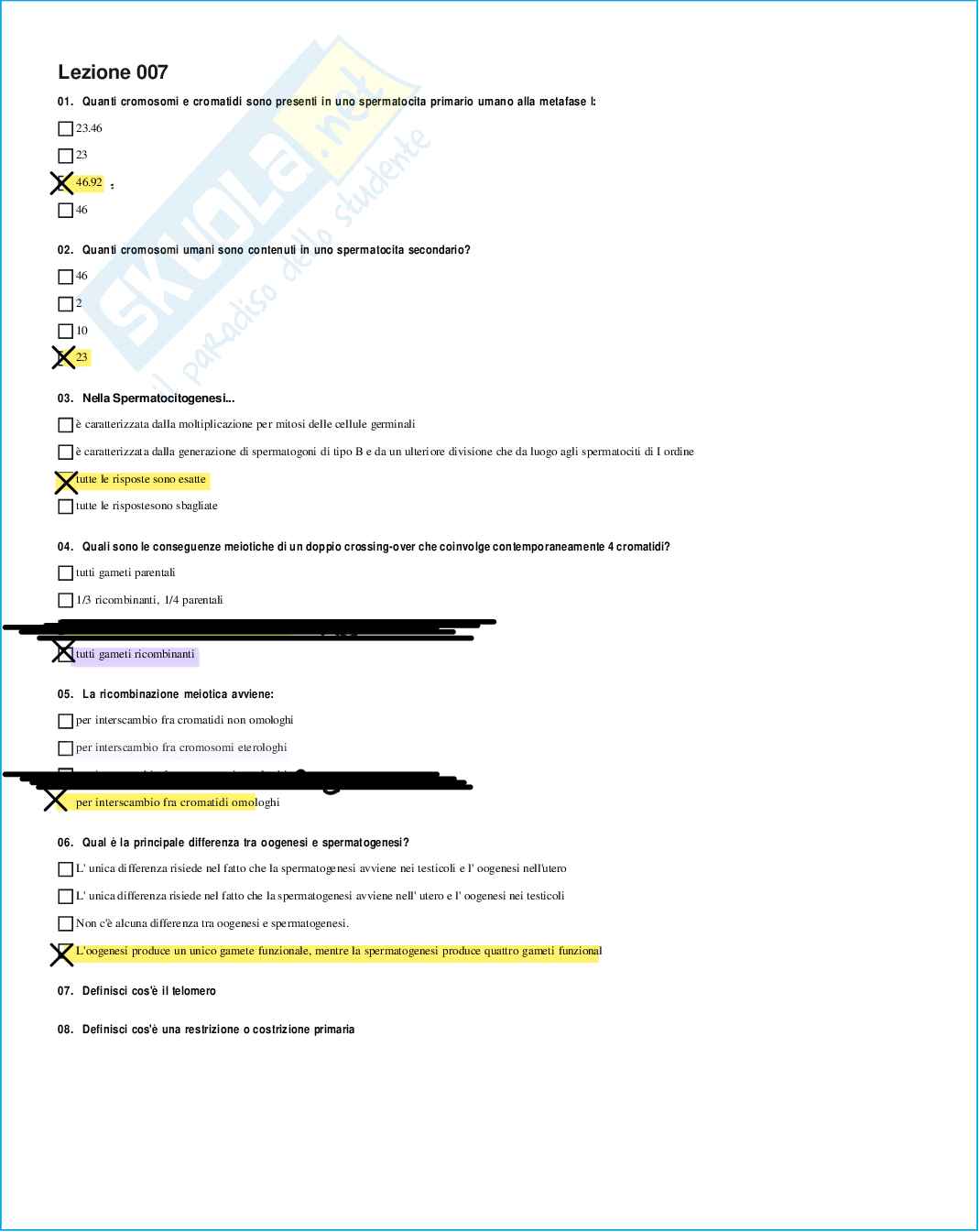 Risposte domande chiuse genetica medica aggiornate 2026 Pag. 21