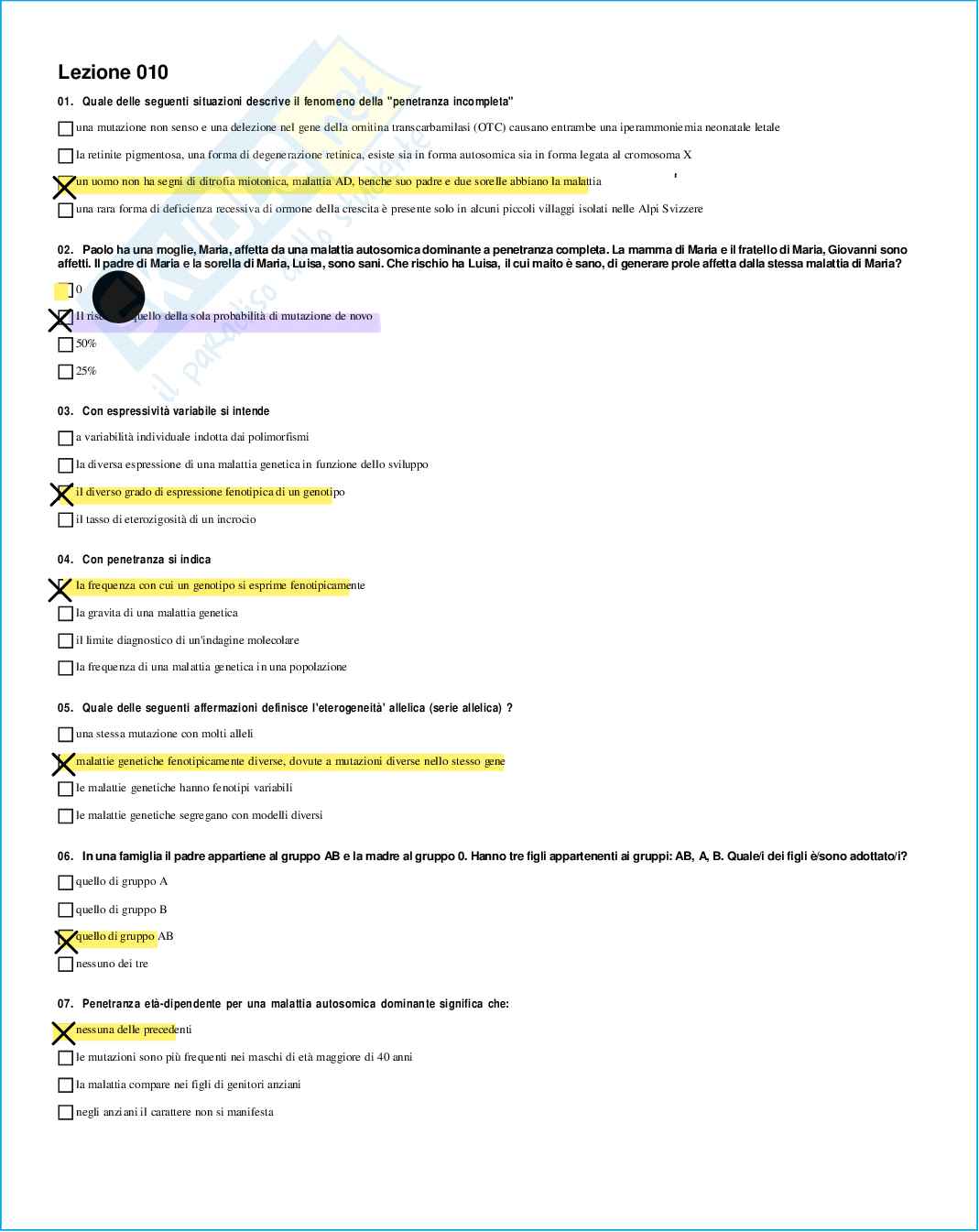 Risposte domande chiuse genetica medica aggiornate 2026 Pag. 26