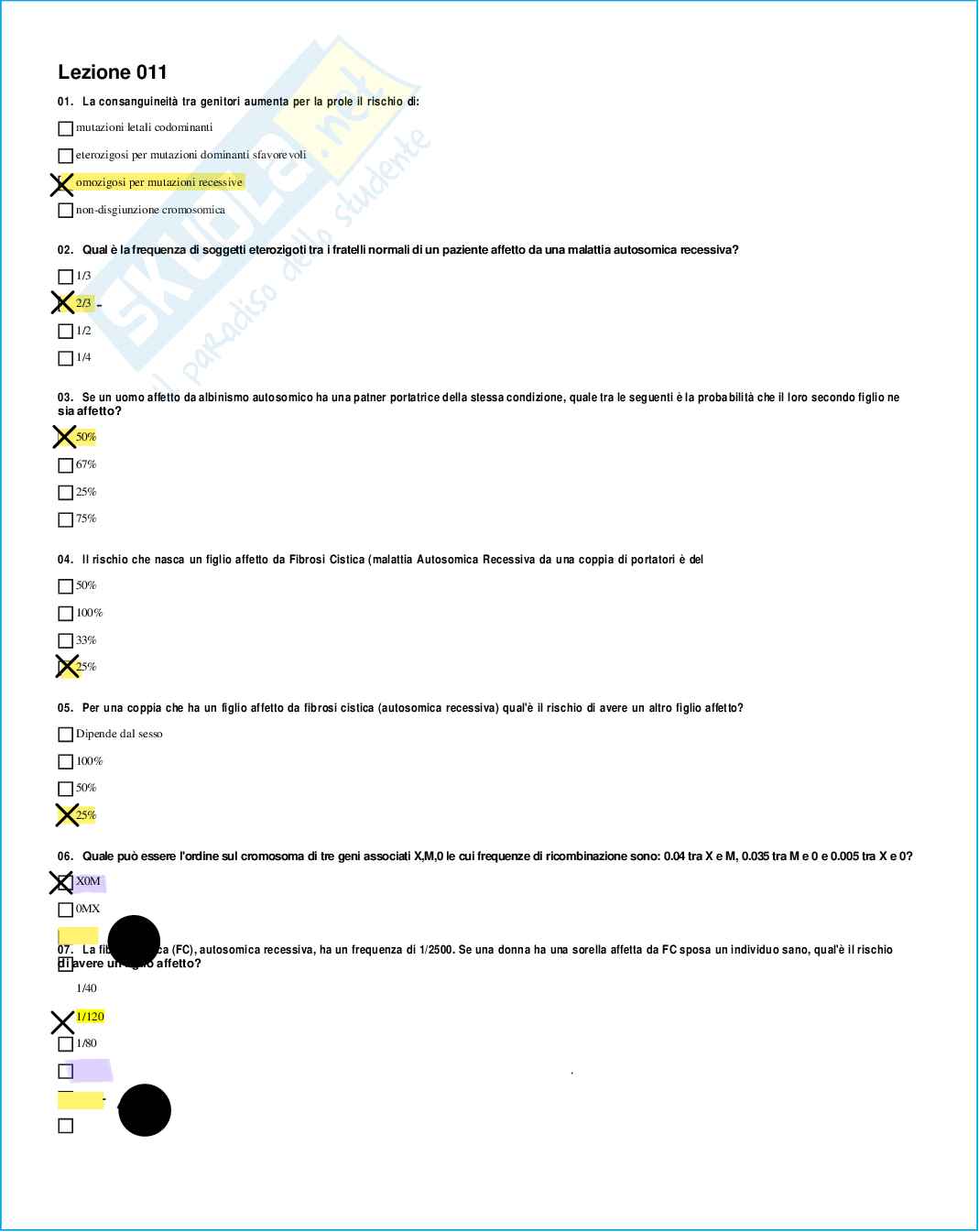 Risposte domande chiuse genetica medica aggiornate 2026 Pag. 31