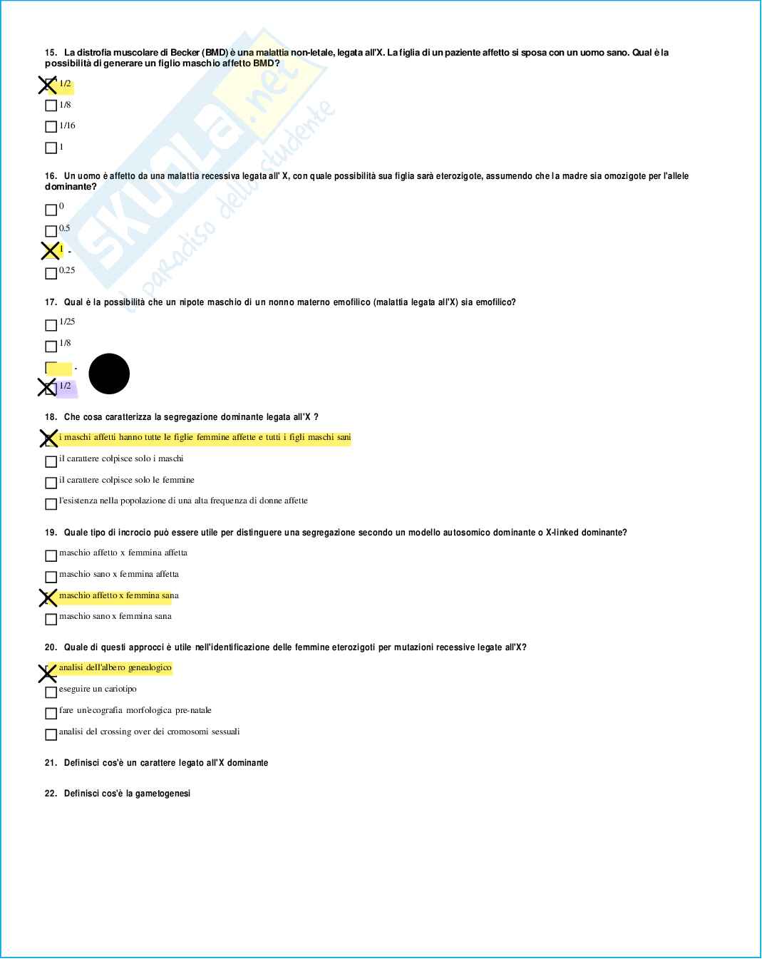 Risposte domande chiuse genetica medica aggiornate 2026 Pag. 36