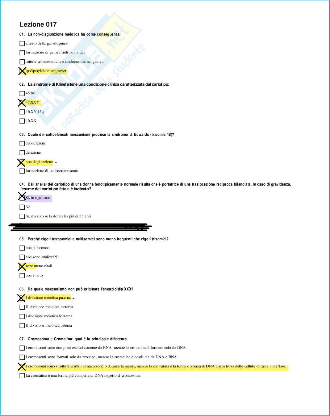 Risposte domande chiuse genetica medica aggiornate 2026 Pag. 41