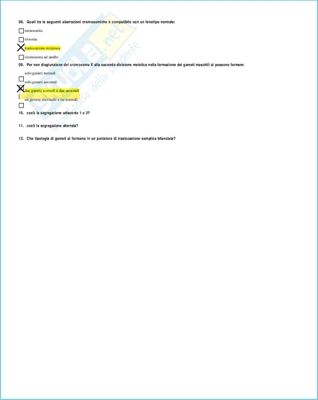 Risposte domande chiuse genetica medica aggiornate 2026 Pag. 46