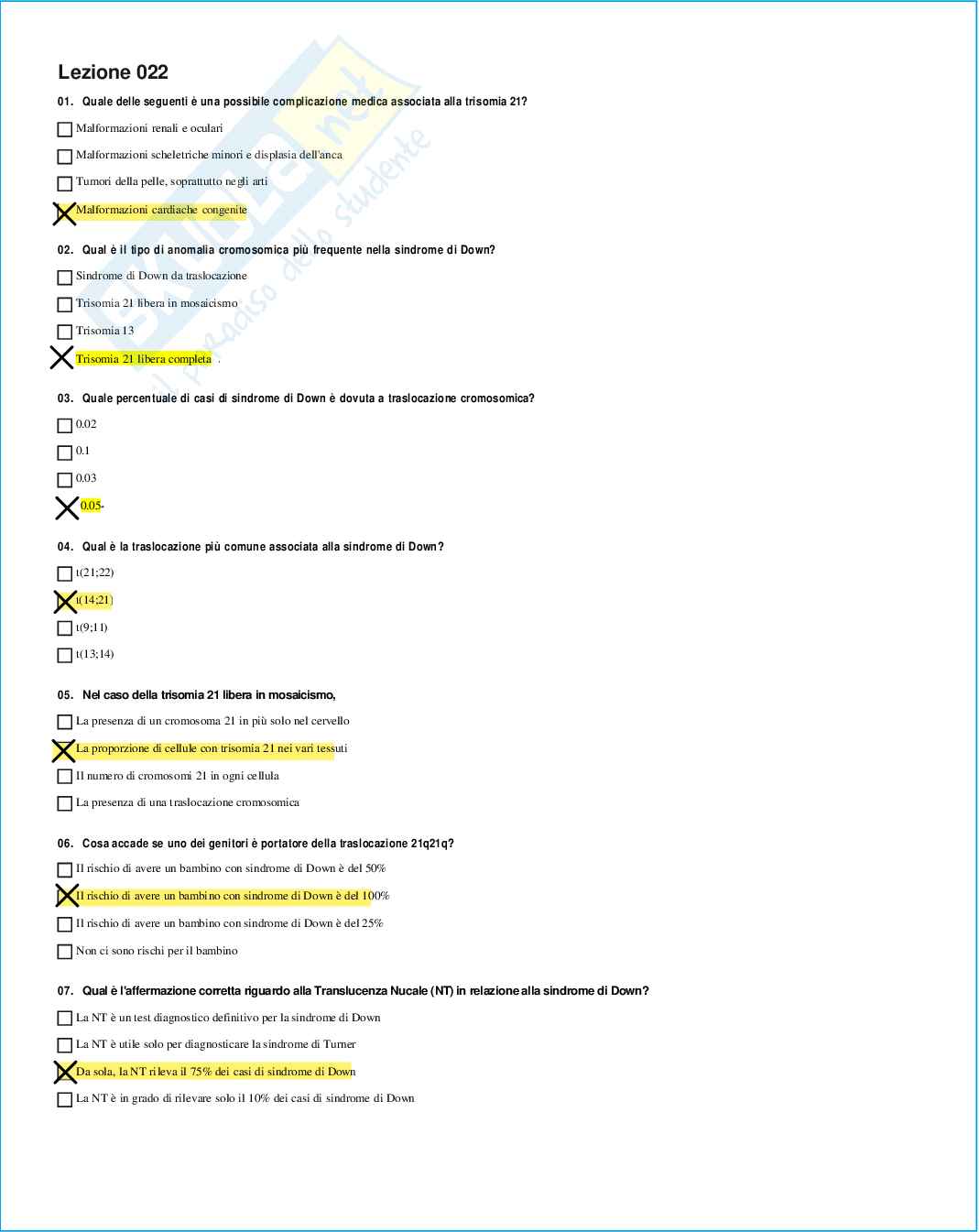 Risposte domande chiuse genetica medica aggiornate 2026 Pag. 51