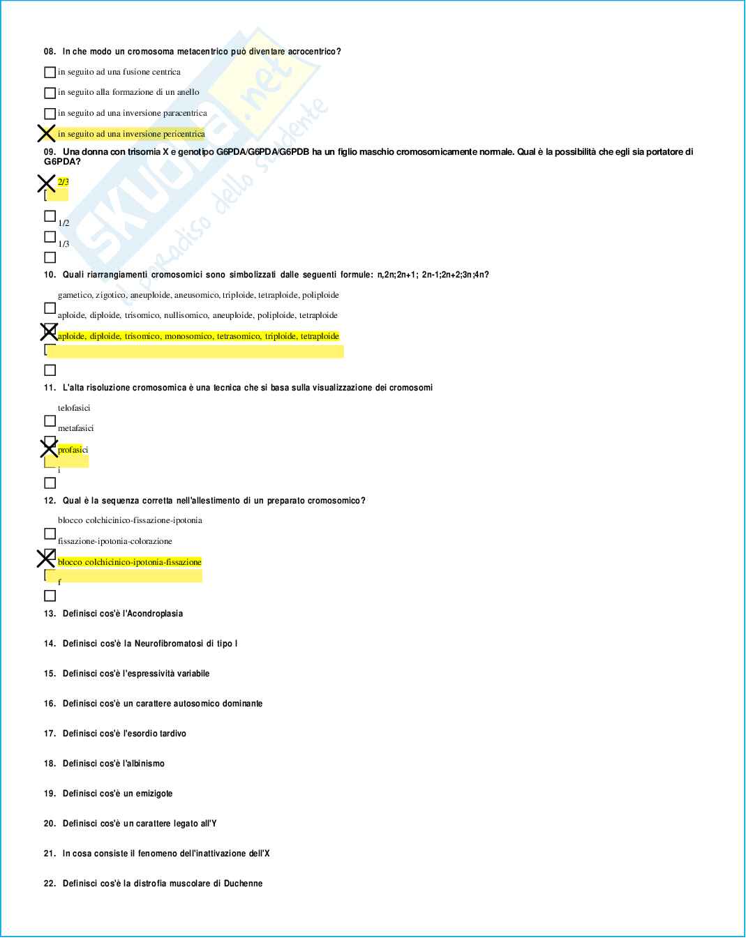 Risposte domande chiuse genetica medica aggiornate 2026 Pag. 56