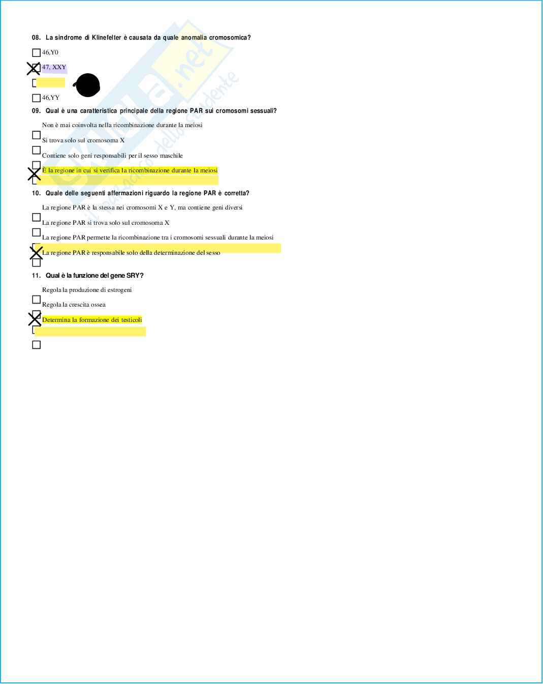 Risposte domande chiuse genetica medica aggiornate 2026 Pag. 61
