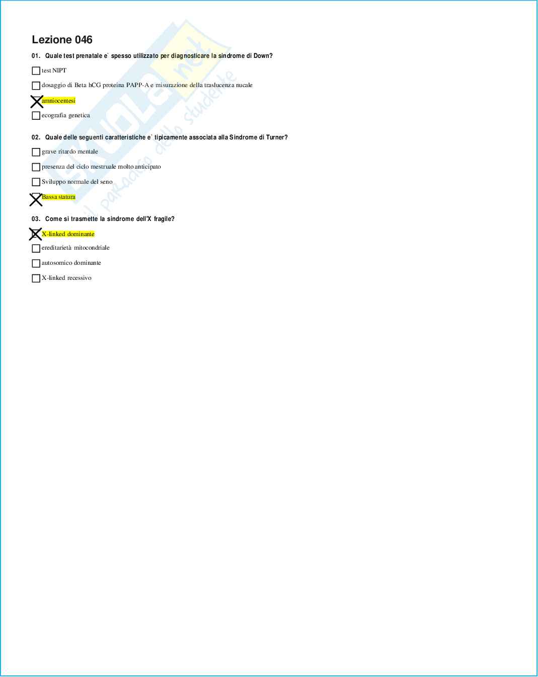 Risposte domande chiuse genetica medica aggiornate 2026 Pag. 86
