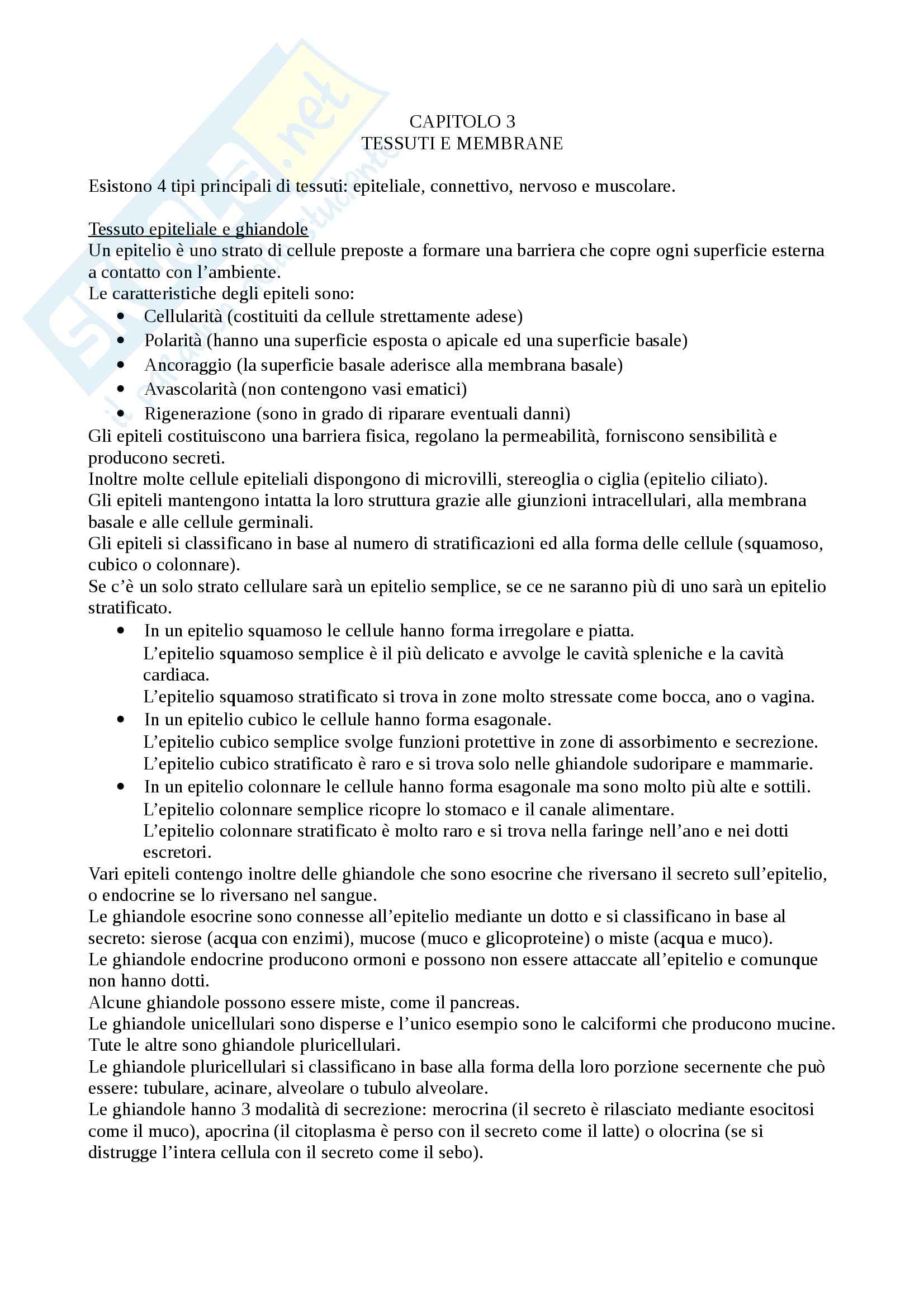 Anatomia umana - tessuti e membrane Pag. 1