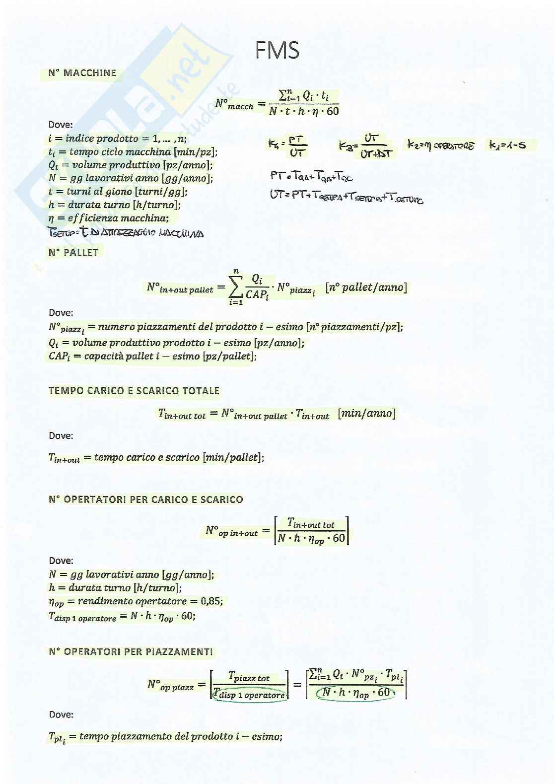 Formulario e esercizi Impianti Industriali M Pag. 16