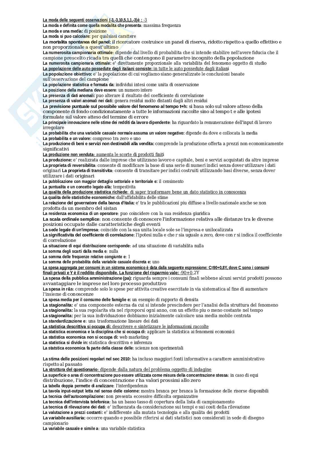 Paniere Statistica economica, aggiornato e completo con domande Extra. In ordine  Pag. 11