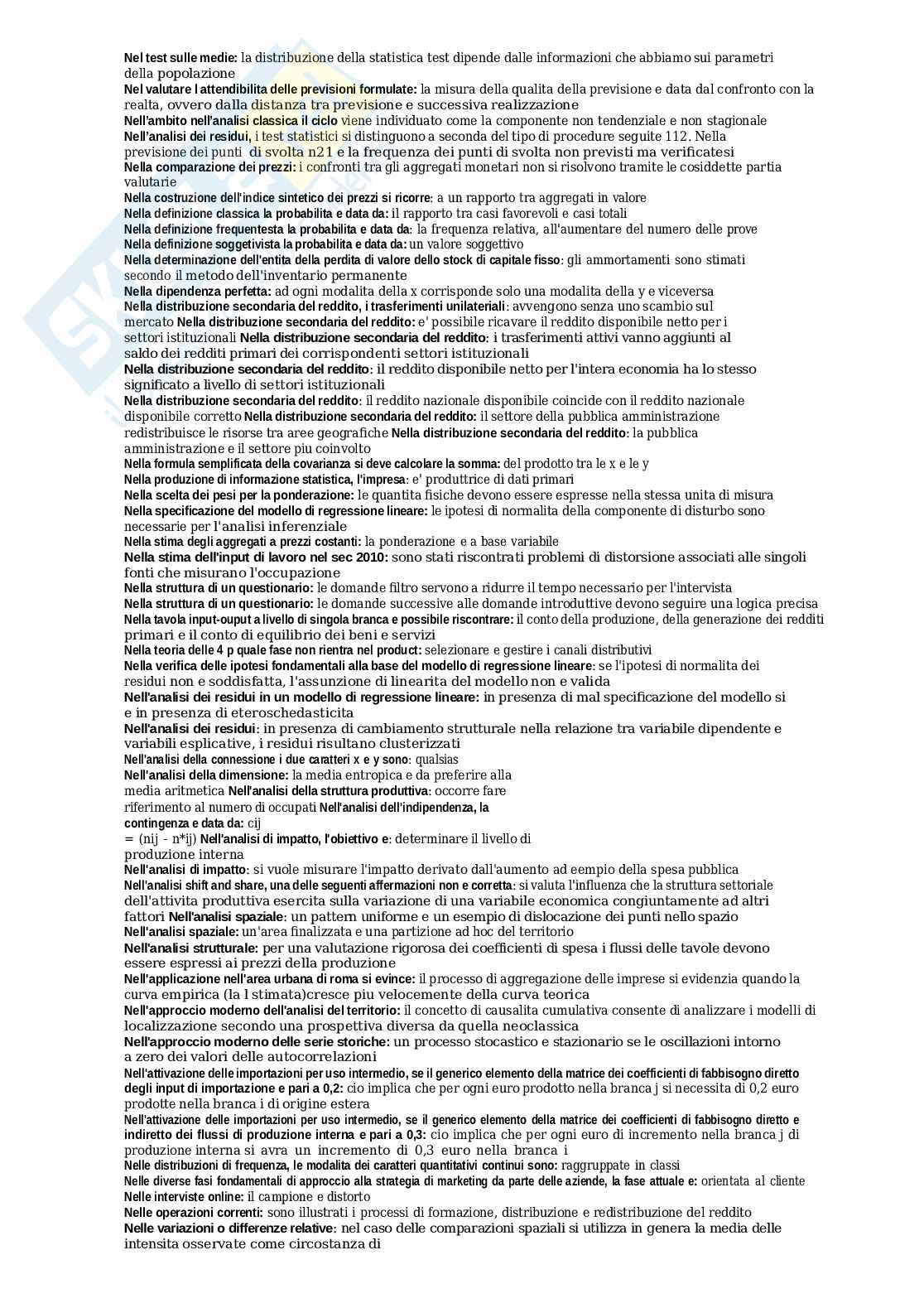Paniere Statistica economica, aggiornato e completo con domande Extra. In ordine  Pag. 21