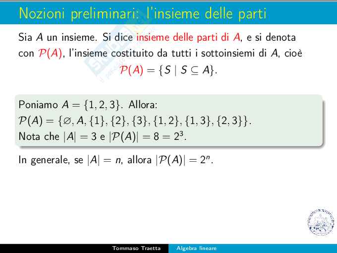 Definizione chieste per Algebra e geometria Pag. 11