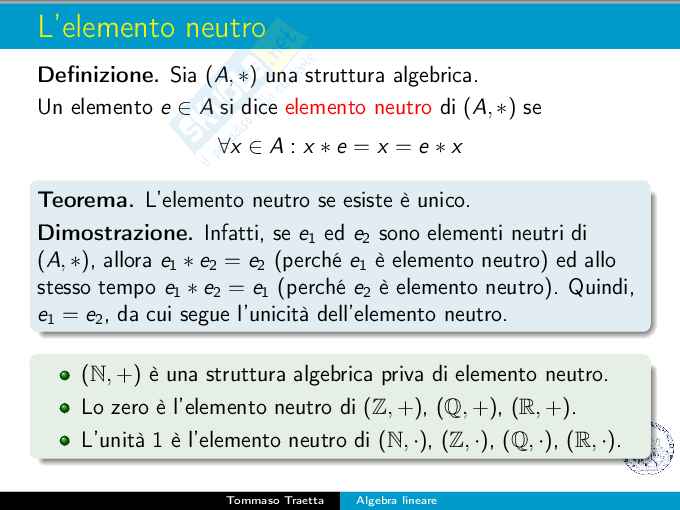 Definizione chieste per Algebra e geometria Pag. 26