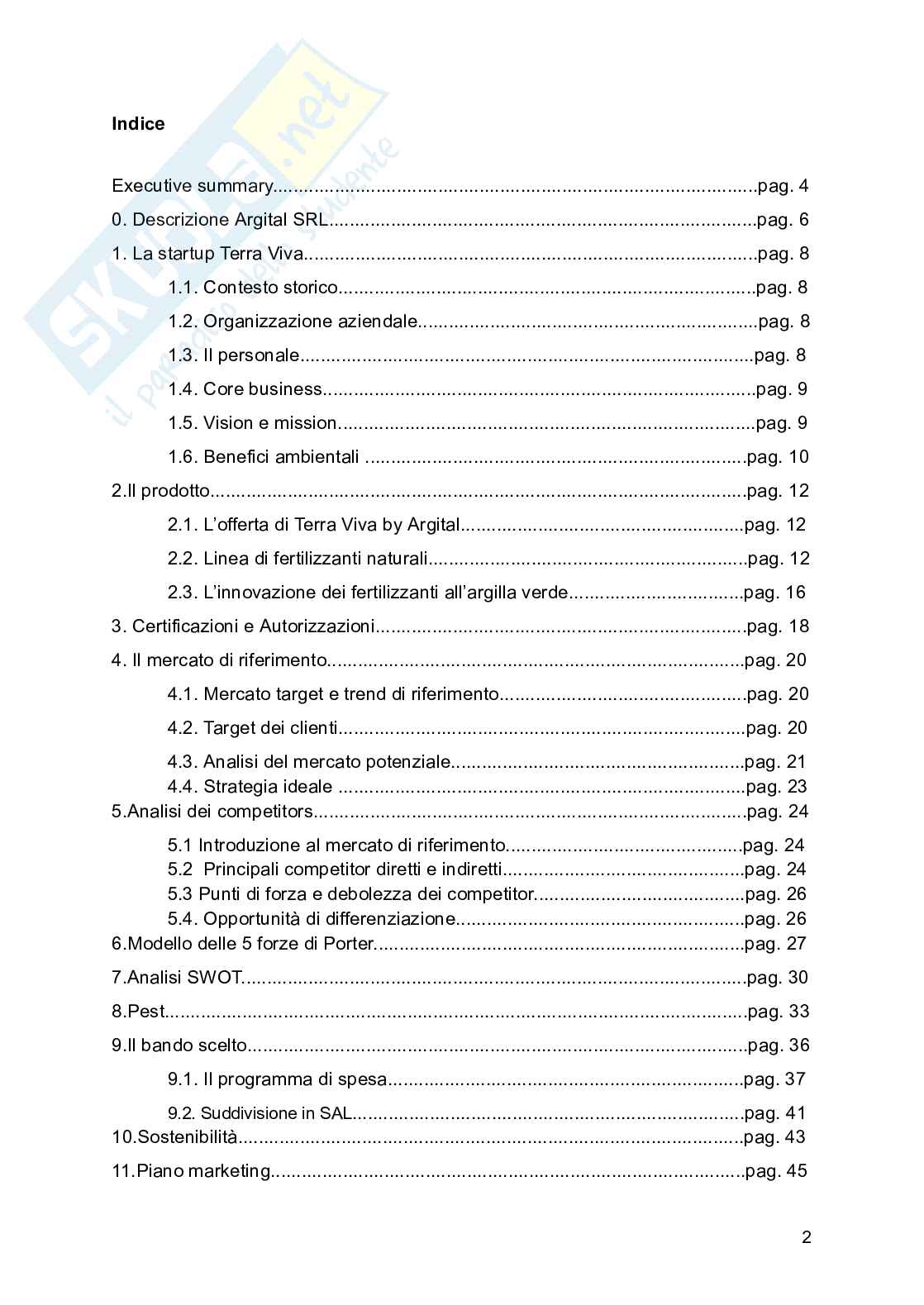 Progetto: di business plan di una startup Pag. 2