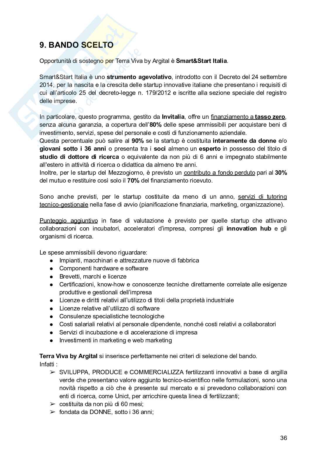 Progetto: di business plan di una startup Pag. 36