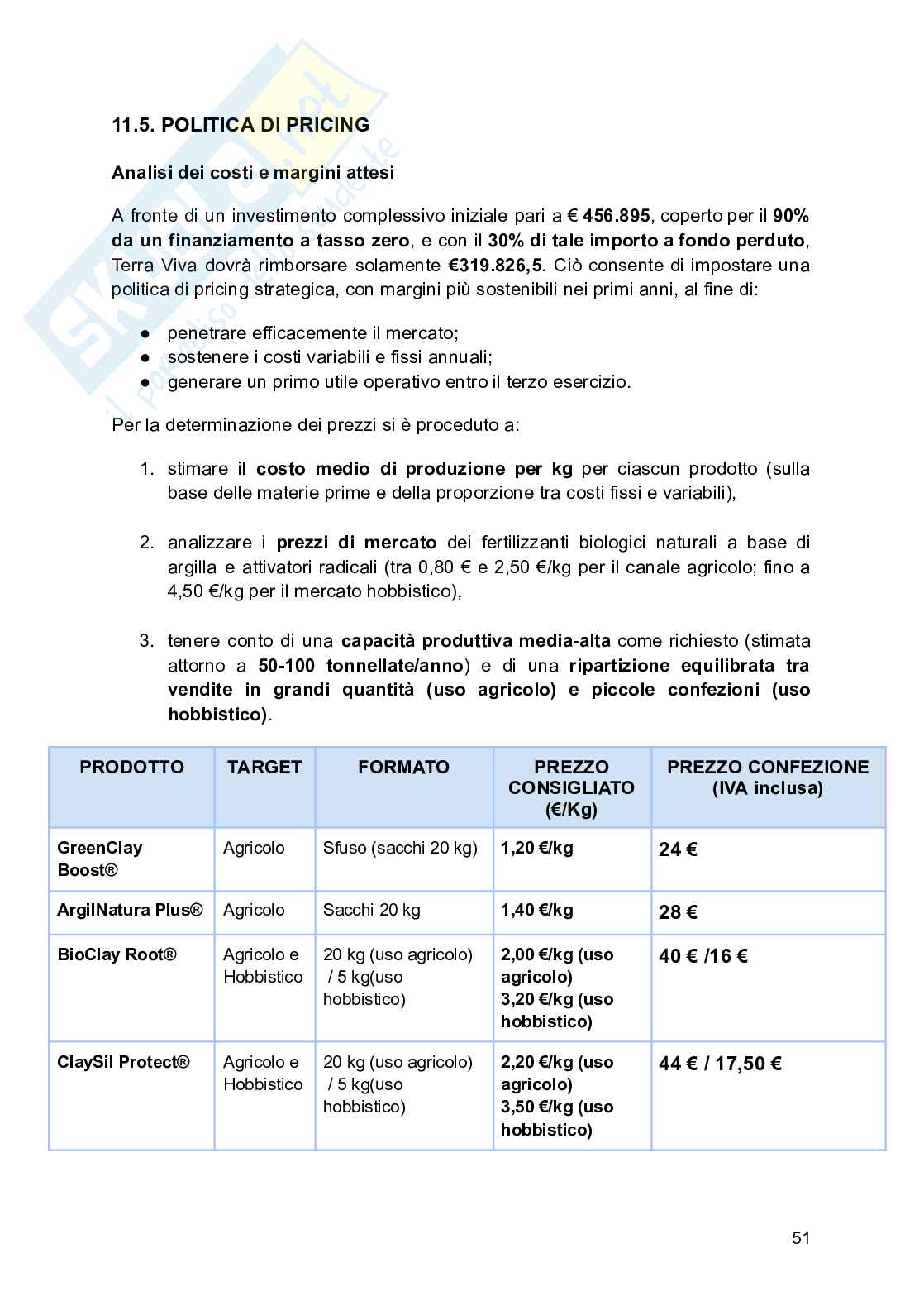 Progetto: di business plan di una startup Pag. 51