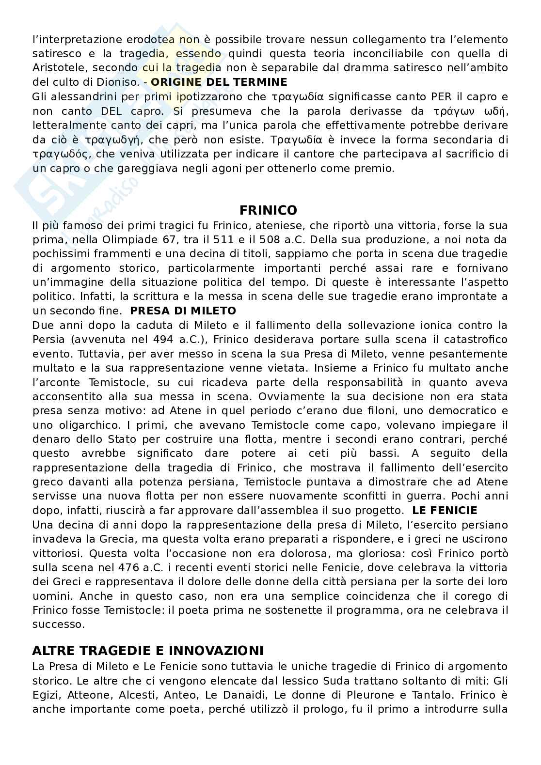 Frinico, Eschilo e le origini della tragedia Pag. 2