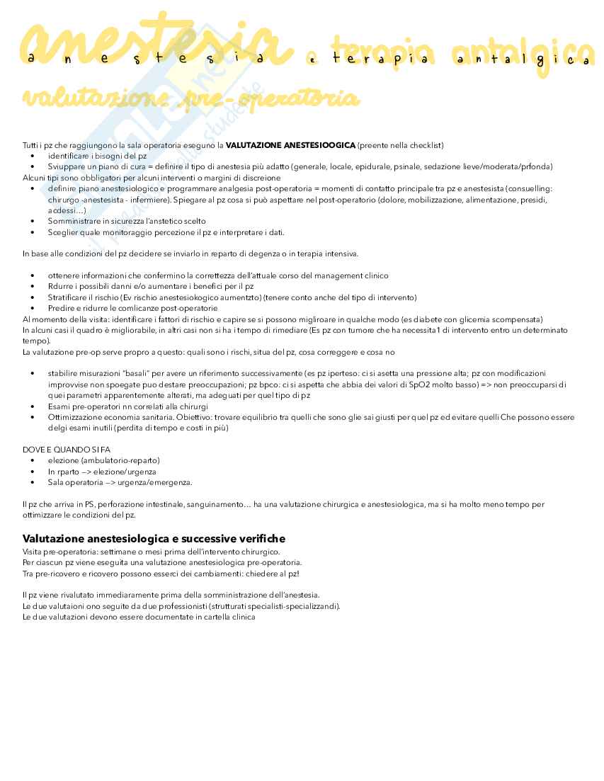 Anestesiologia e terapia antalgica Pag. 1