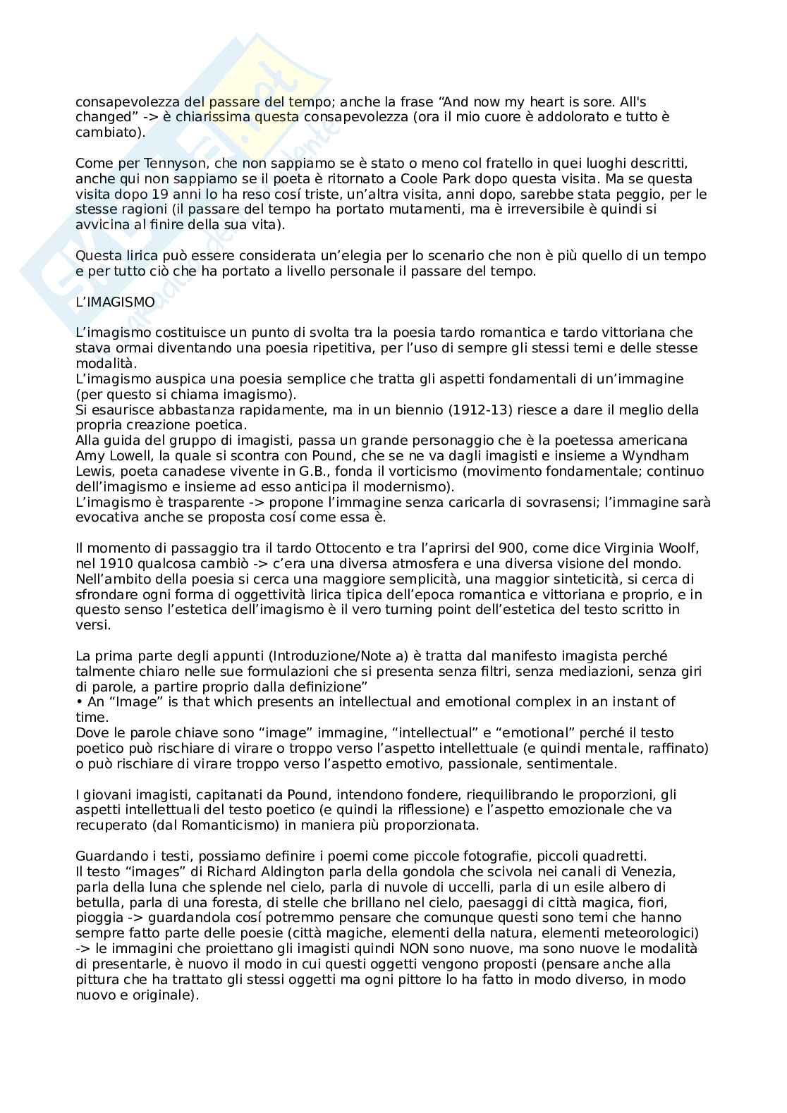 Appunti sul Vittorianesimo e sul Modernismo Pag. 11