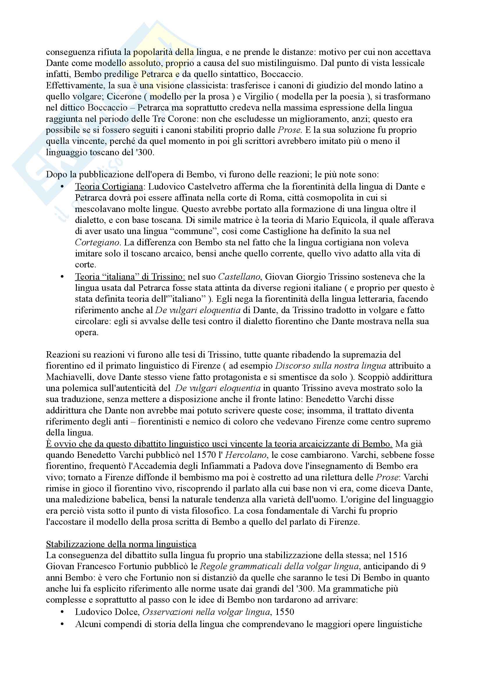 Lingua italiana: Appunti di Storia della lingua italiana Pag. 2