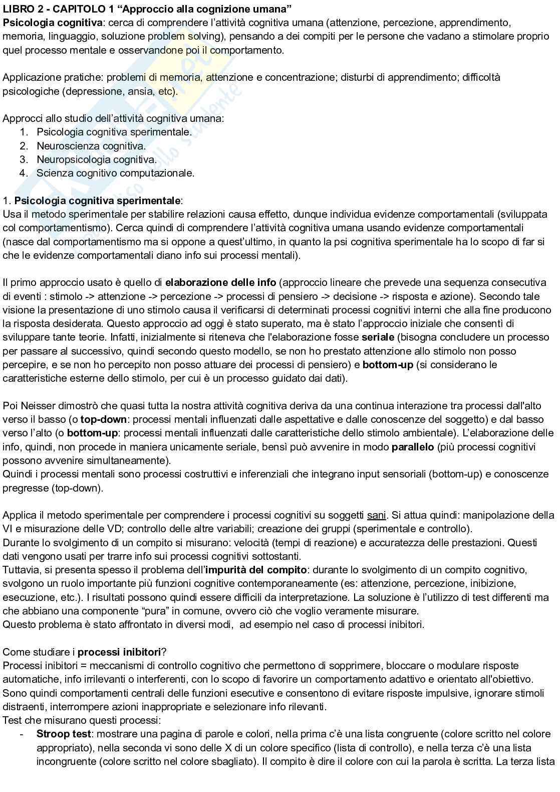 Riassunto esame Psicologia cognitiva, Prof. Arduino Lisa, libro consigliato Psicologia cognitiva, Eysenck, Keane Pag. 1