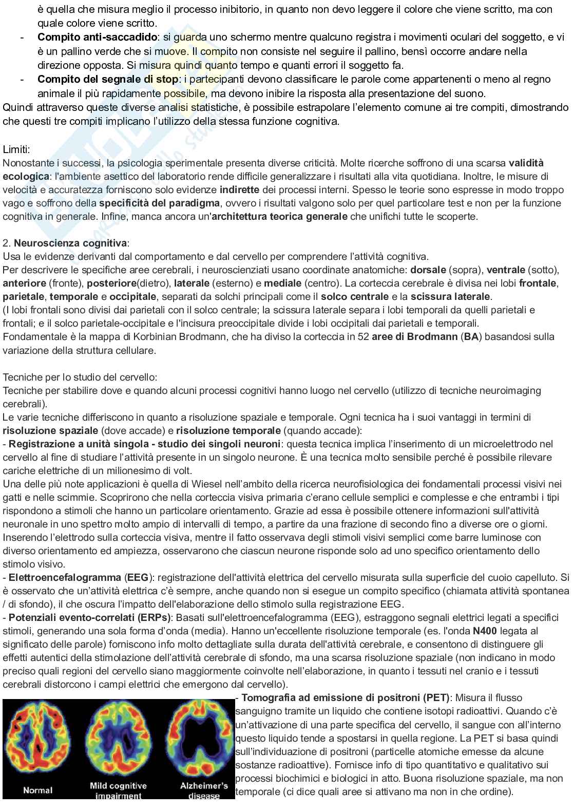 Riassunto esame Psicologia cognitiva, Prof. Arduino Lisa, libro consigliato Psicologia cognitiva, Eysenck, Keane Pag. 2