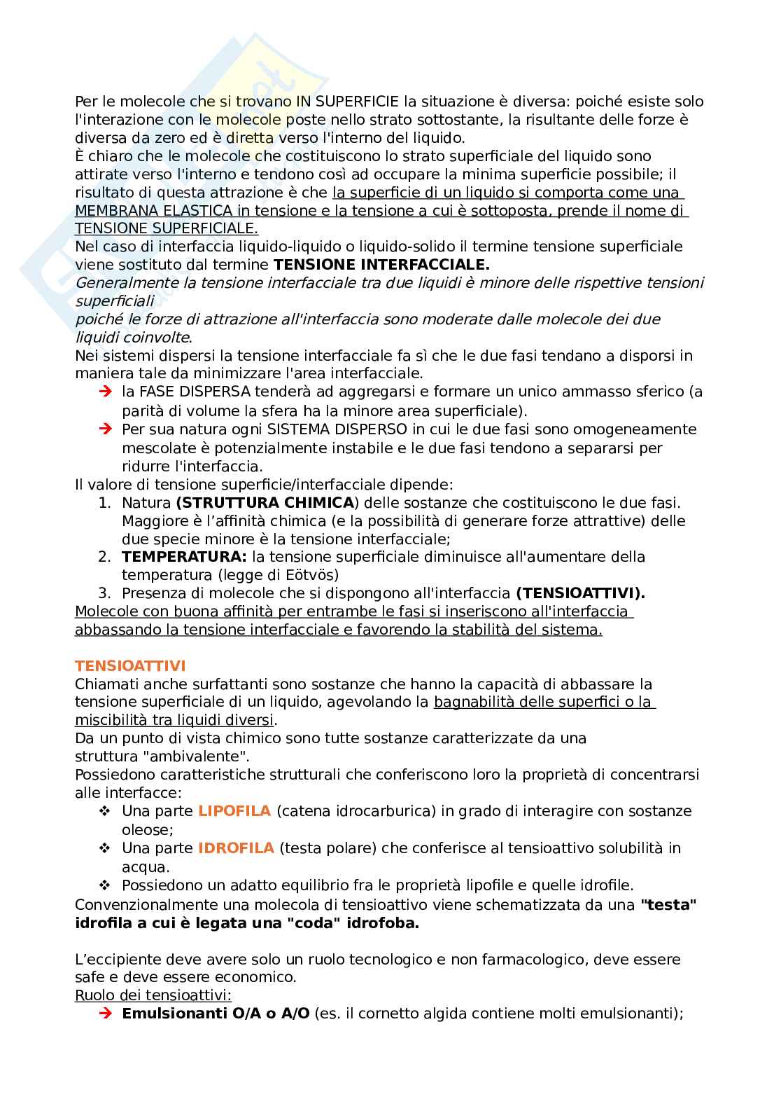 Appunti di Tecnologia farmaceutica e laboratorio di preparazioni galeniche - sistemi dispersi Pag. 2