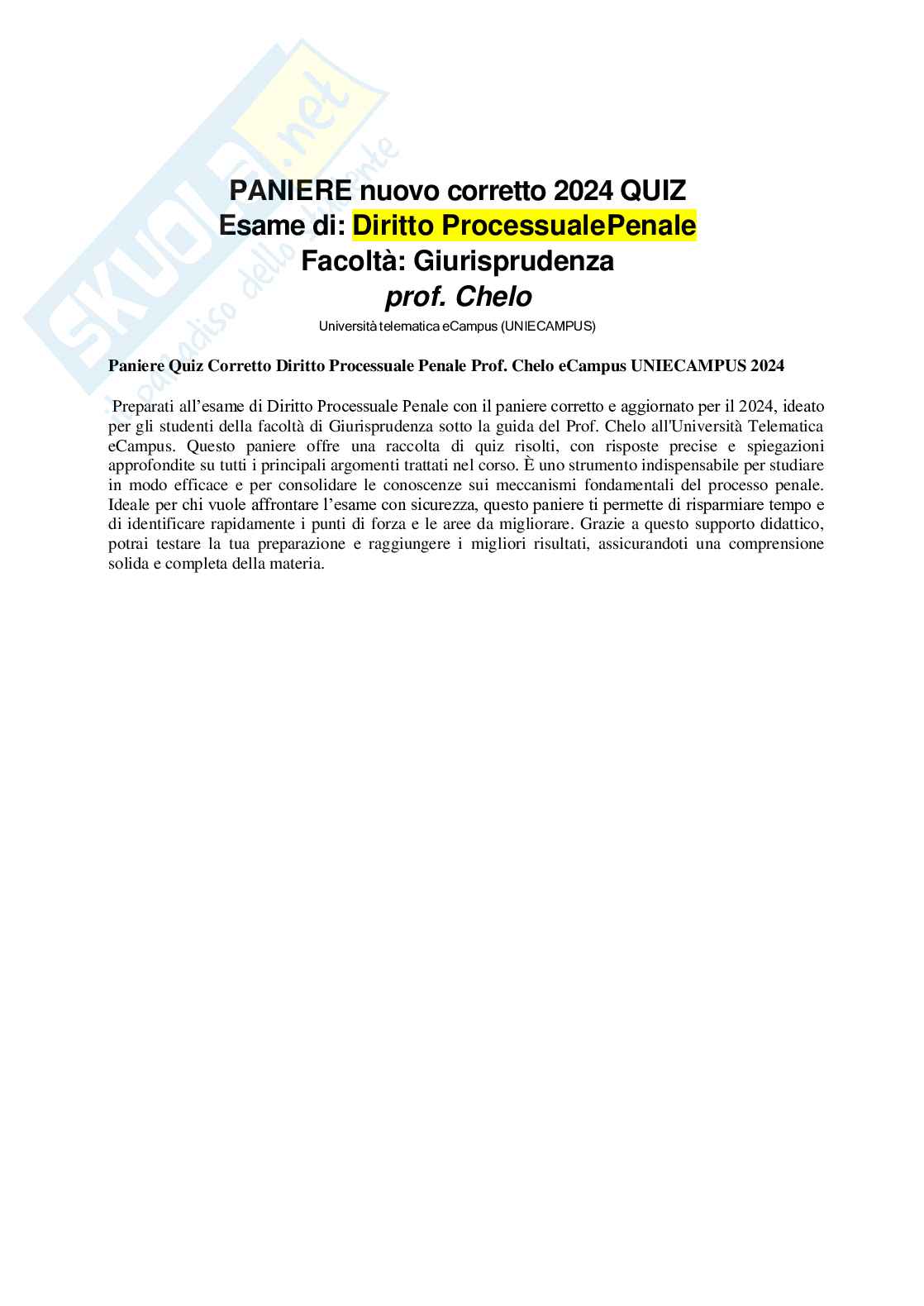 Diritto processuale penale Pag. 1