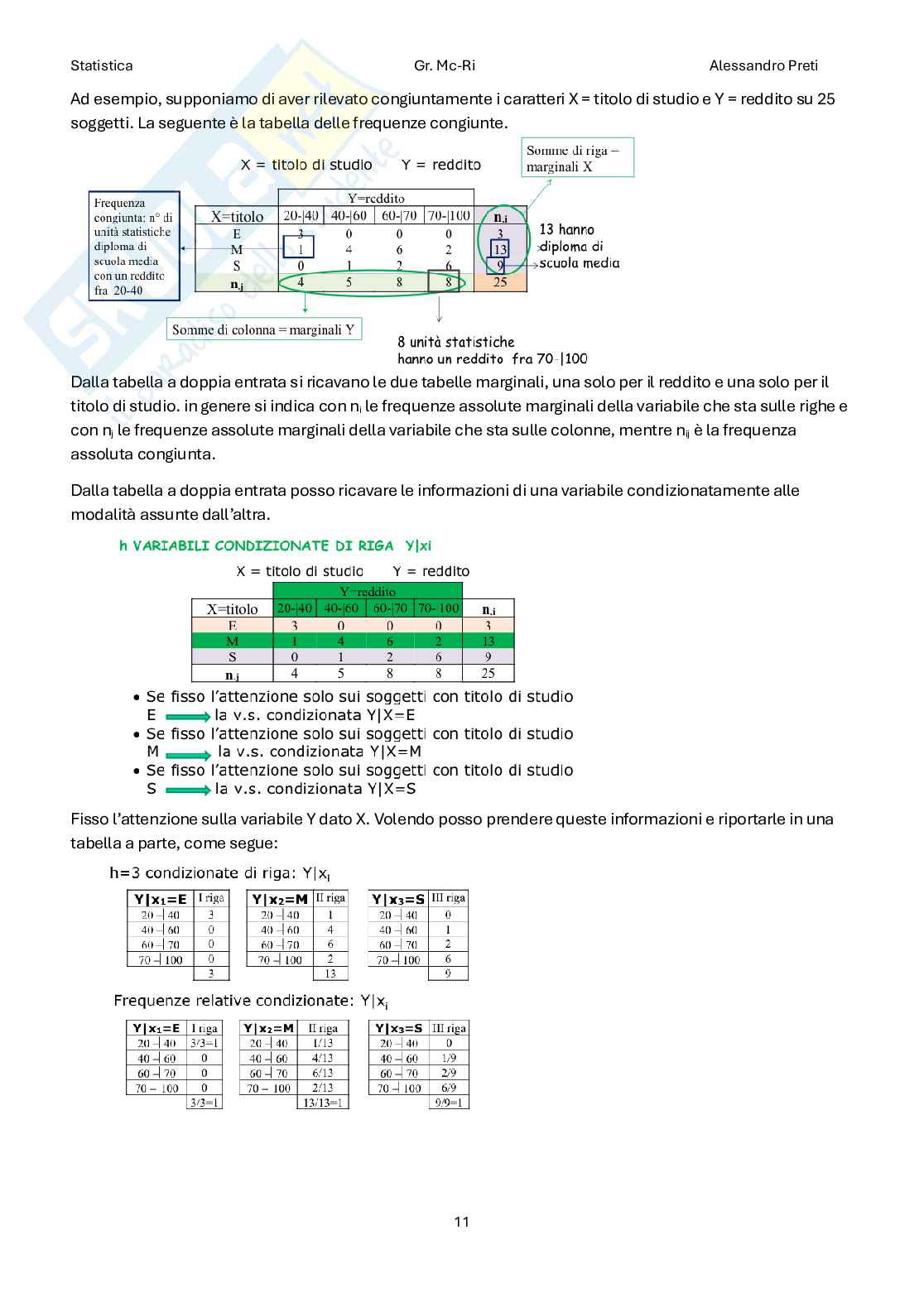 Statistica – Appunti completi teoria 1°+2° parziale (99 pag) Pag. 11