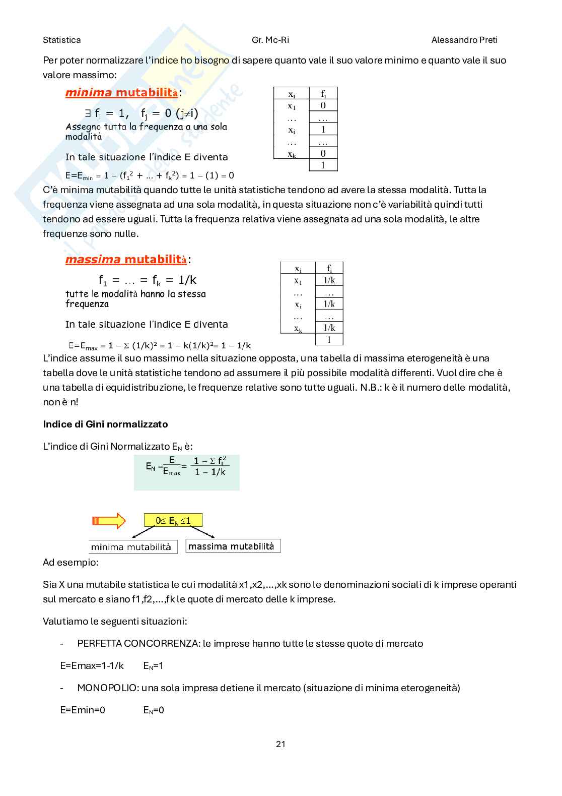 Statistica – Appunti completi teoria 1°+2° parziale (99 pag) Pag. 21