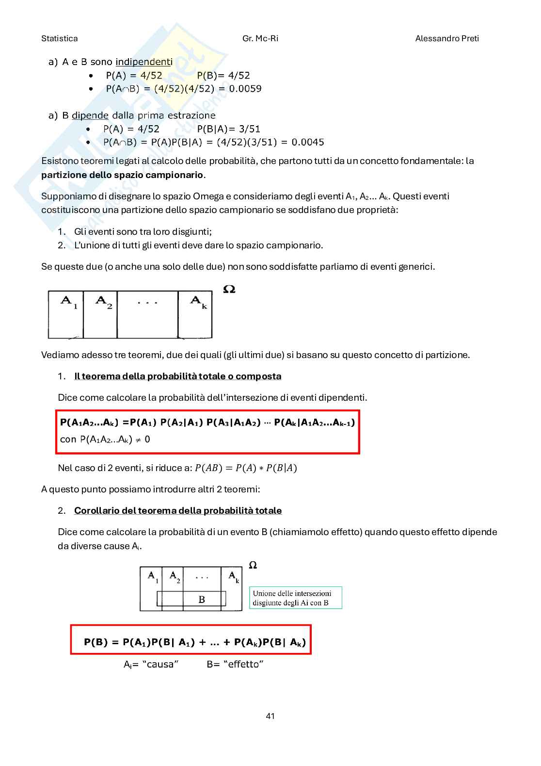 Statistica – Appunti completi teoria 1°+2° parziale (99 pag) Pag. 41