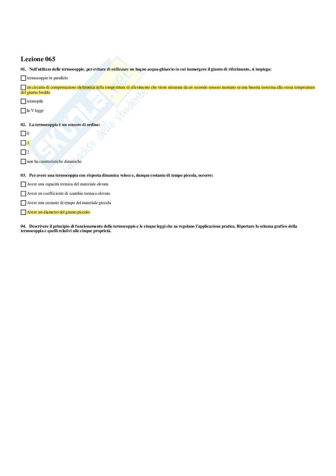 Paniere completo e verificato di Misure meccaniche e termiche - Risposte multiple  Pag. 76
