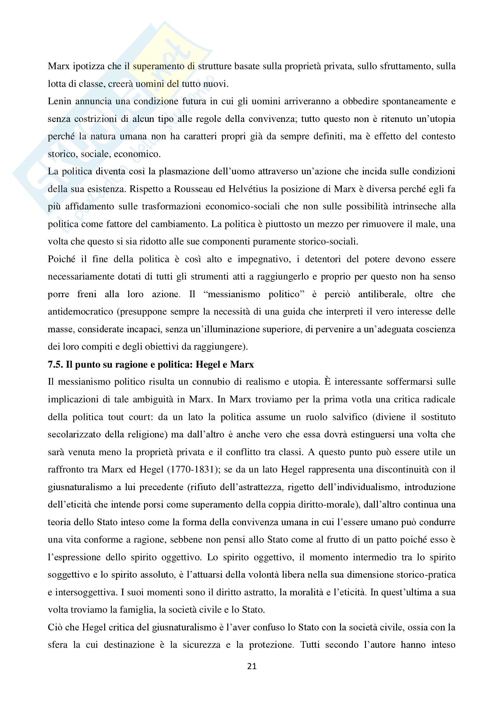 Riassunto esame Filosofia politica, prof. Goisis, libro consigliato Filosofia politica, Gatti Pag. 21
