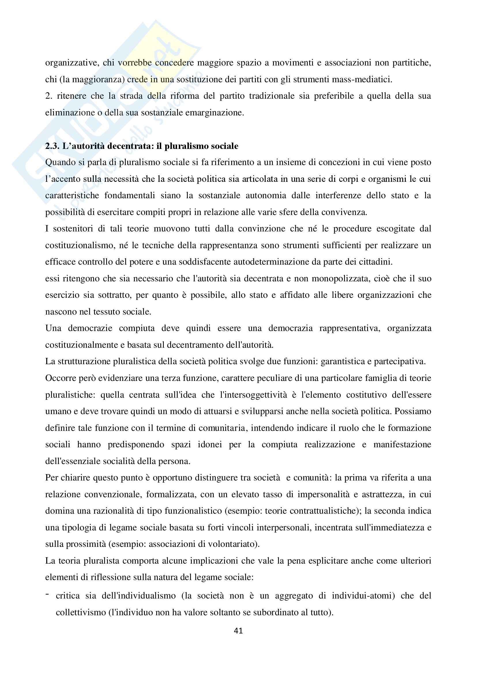 Riassunto esame Filosofia politica, prof. Goisis, libro consigliato Filosofia politica, Gatti Pag. 41