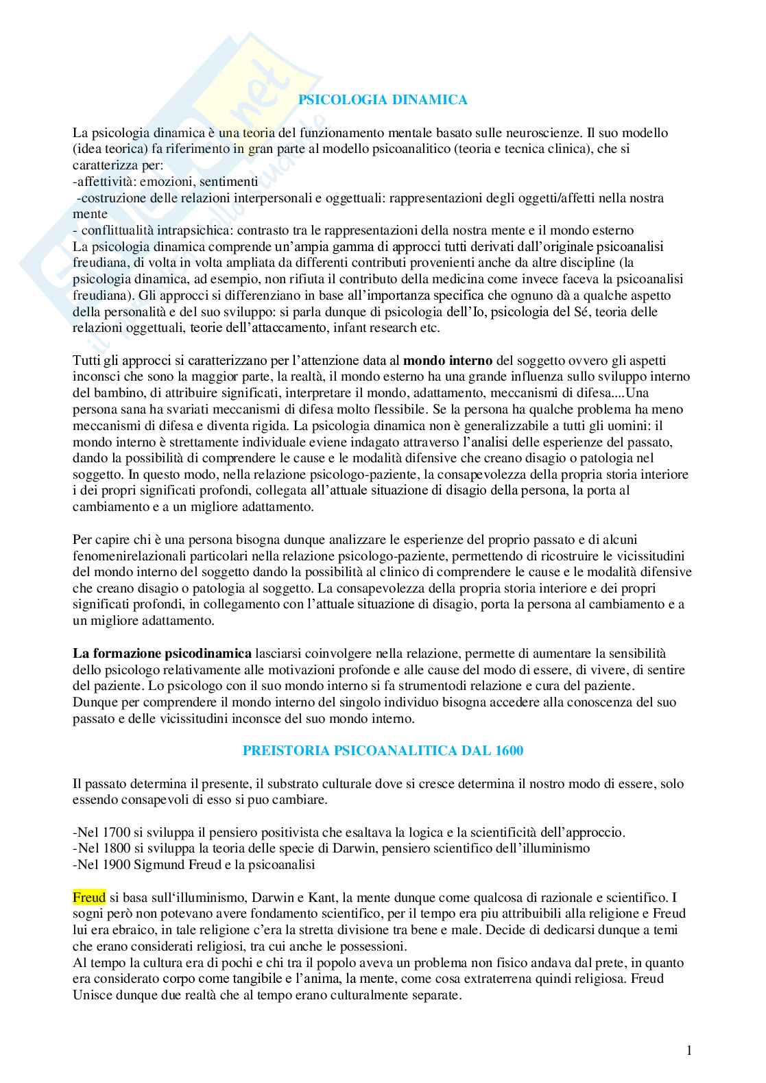 Psicologia dinamica Pag. 1