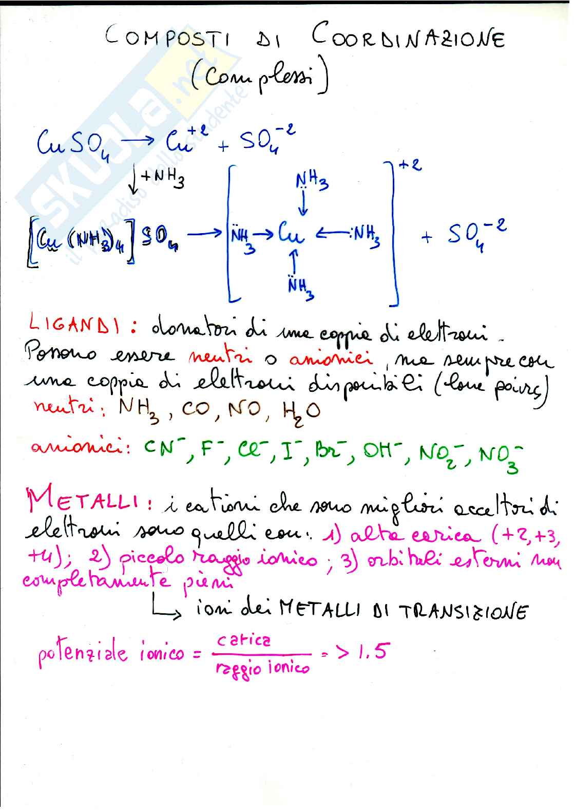 Composti di coordinazione complessi Pag. 1