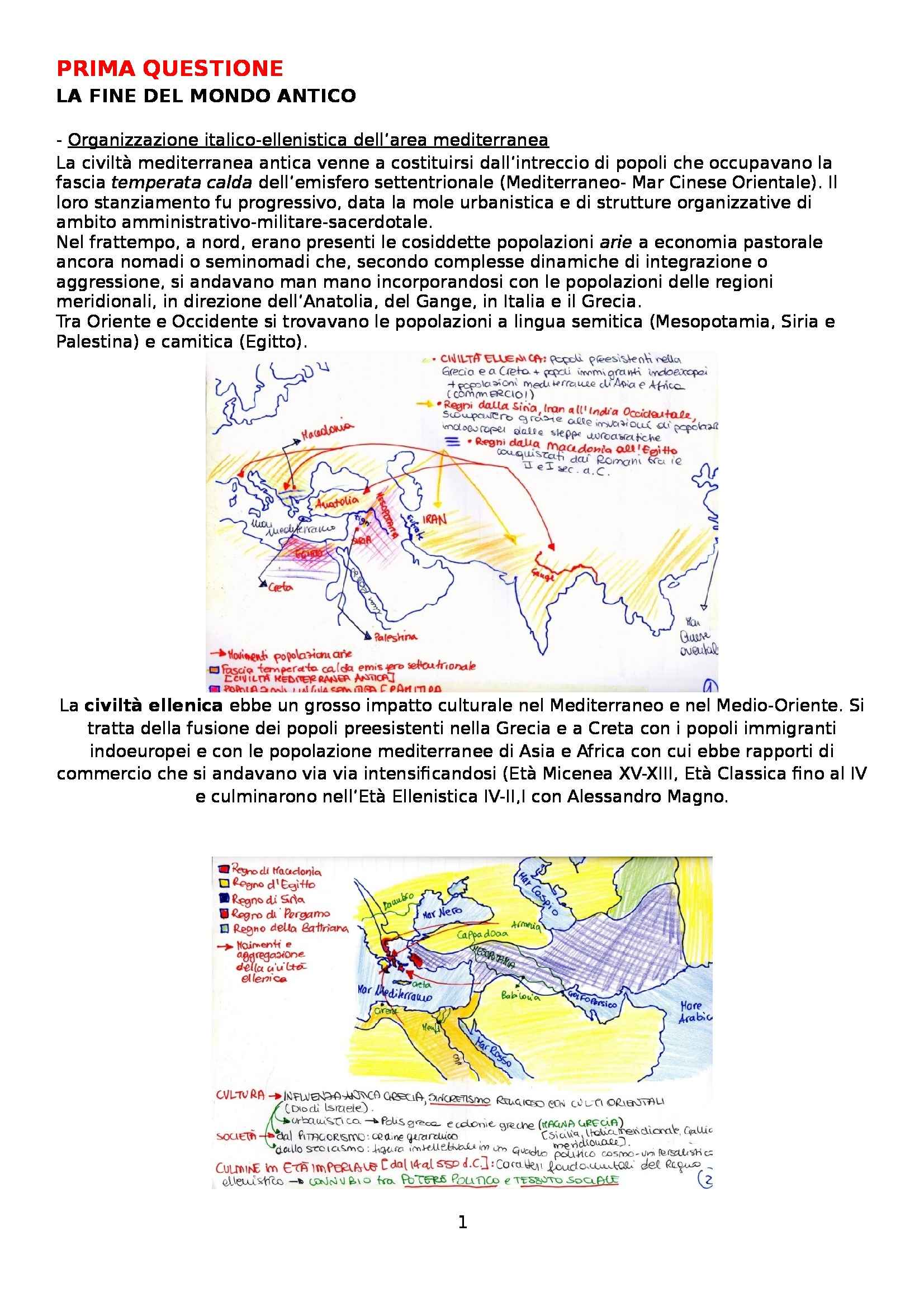 Riassunto esame Storia Medievale: La fine del mondo antico - prima questione, prof. Senatore Pag. 1