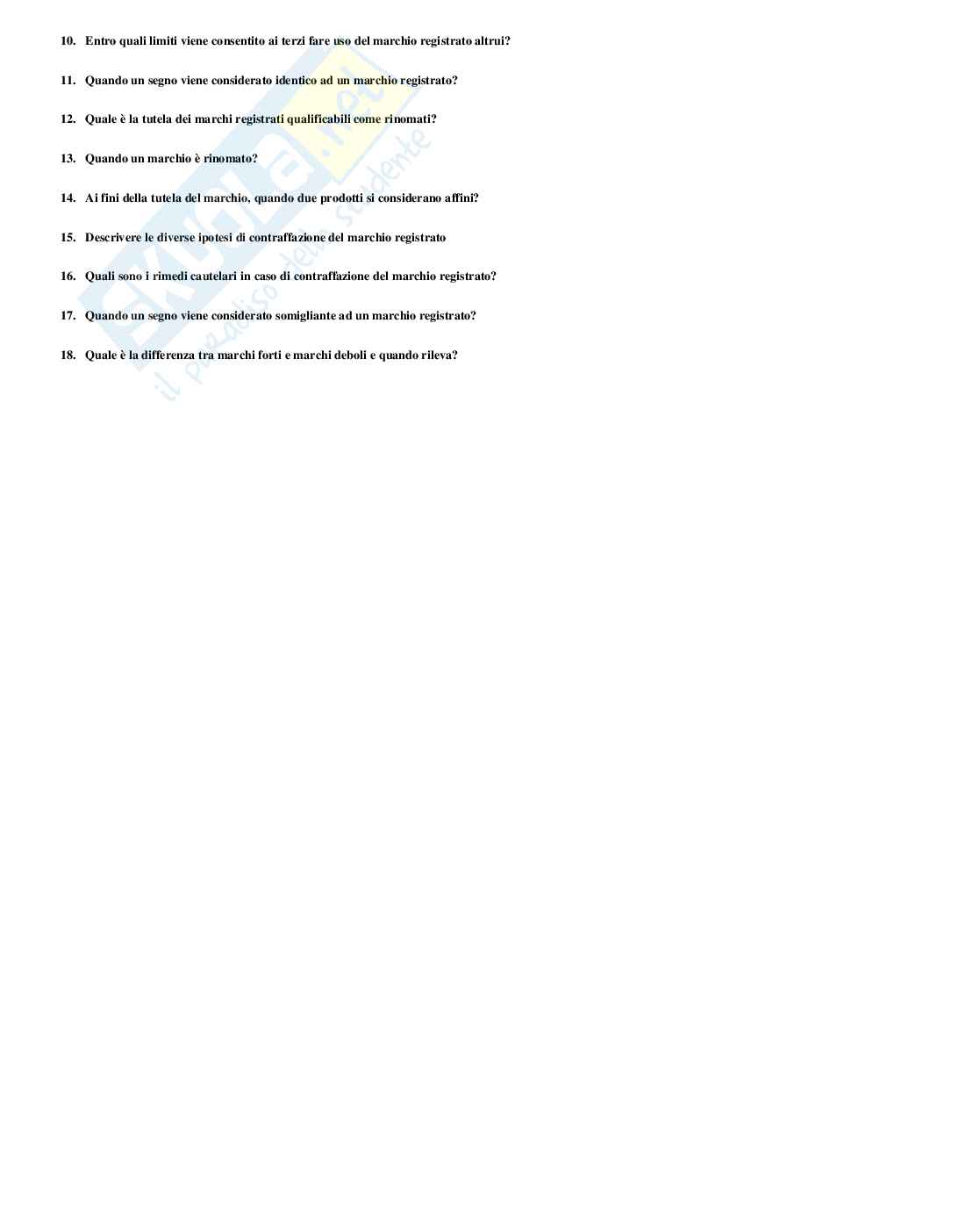 Risposte multiple paniere di Diritto industriale e proprietà intellettuali Pag. 26