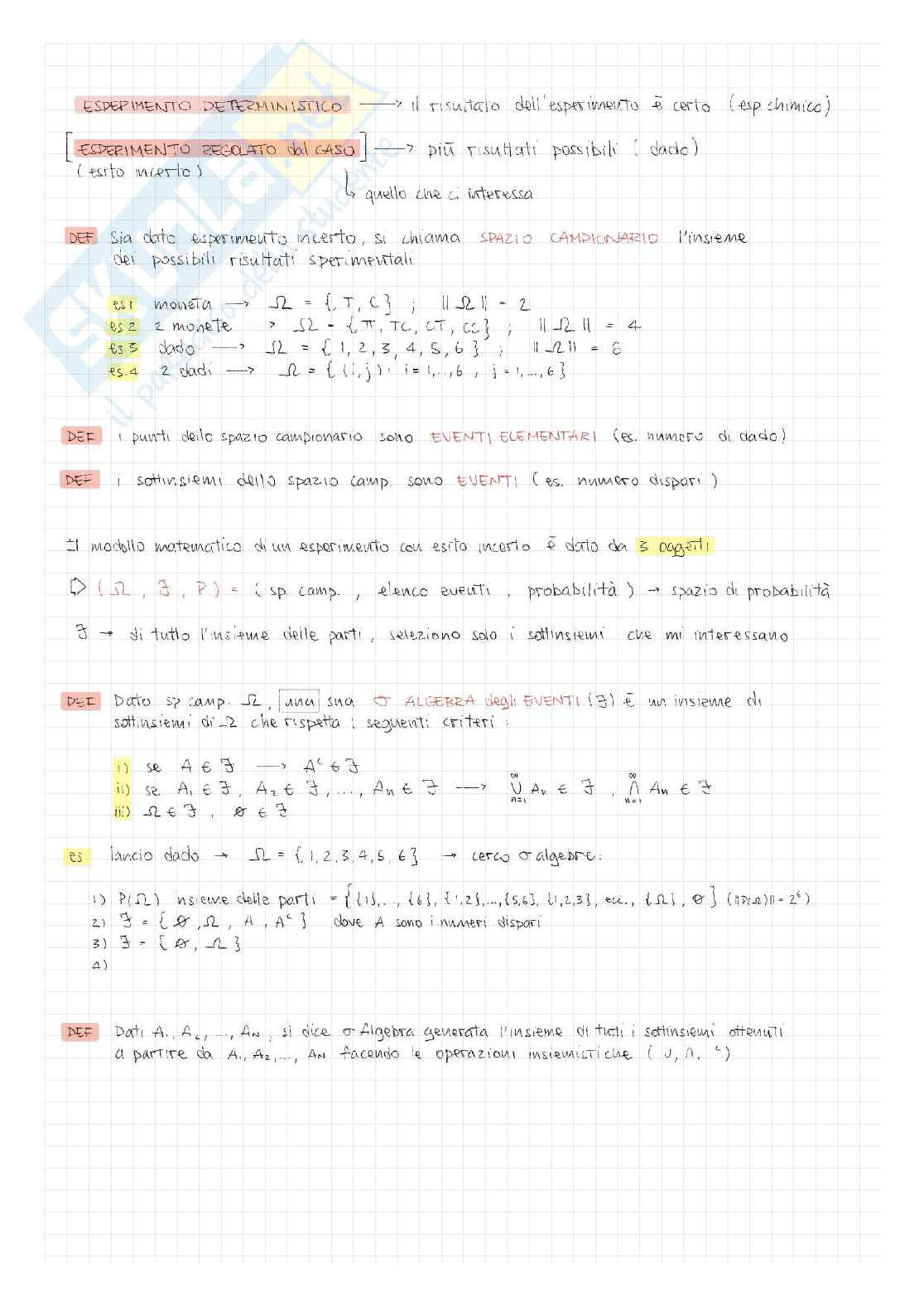 Appunti completi di Probabilità Pag. 1