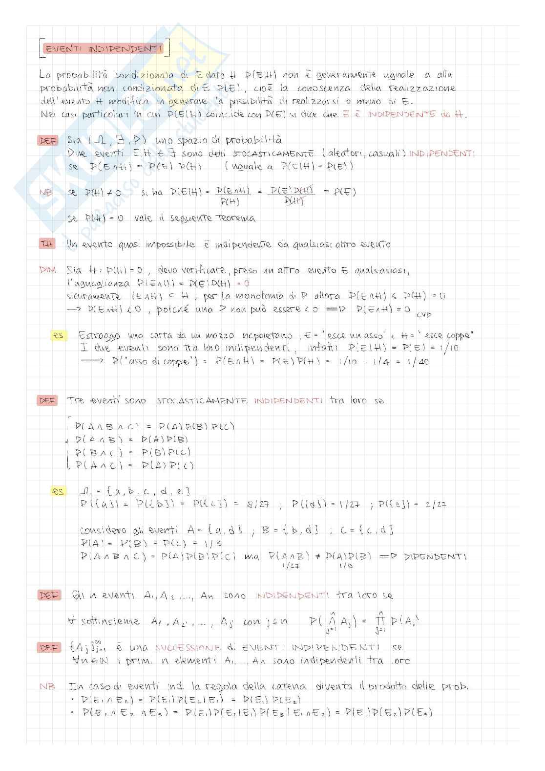 Appunti completi di Probabilità Pag. 11