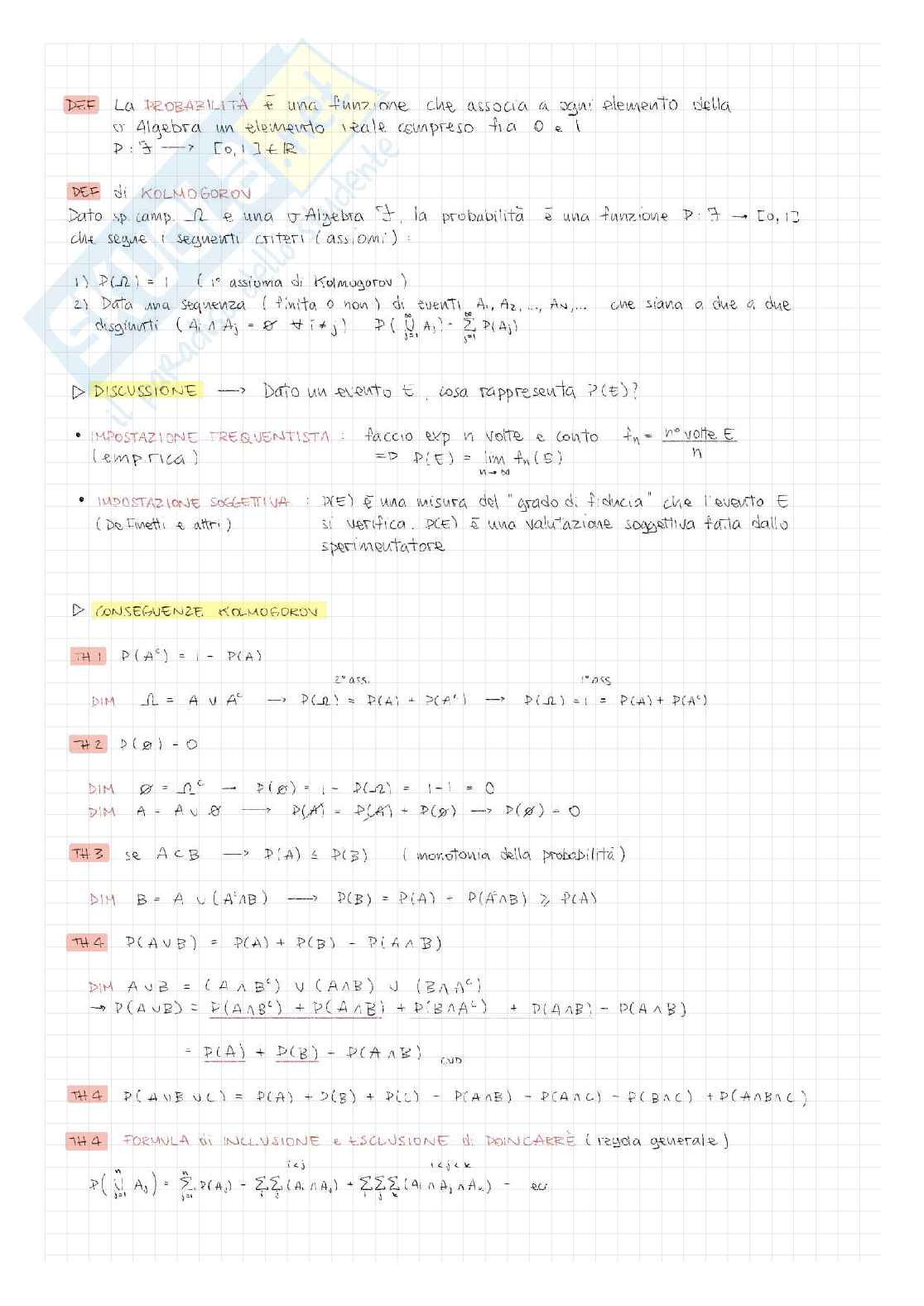 Appunti completi di Probabilità Pag. 2
