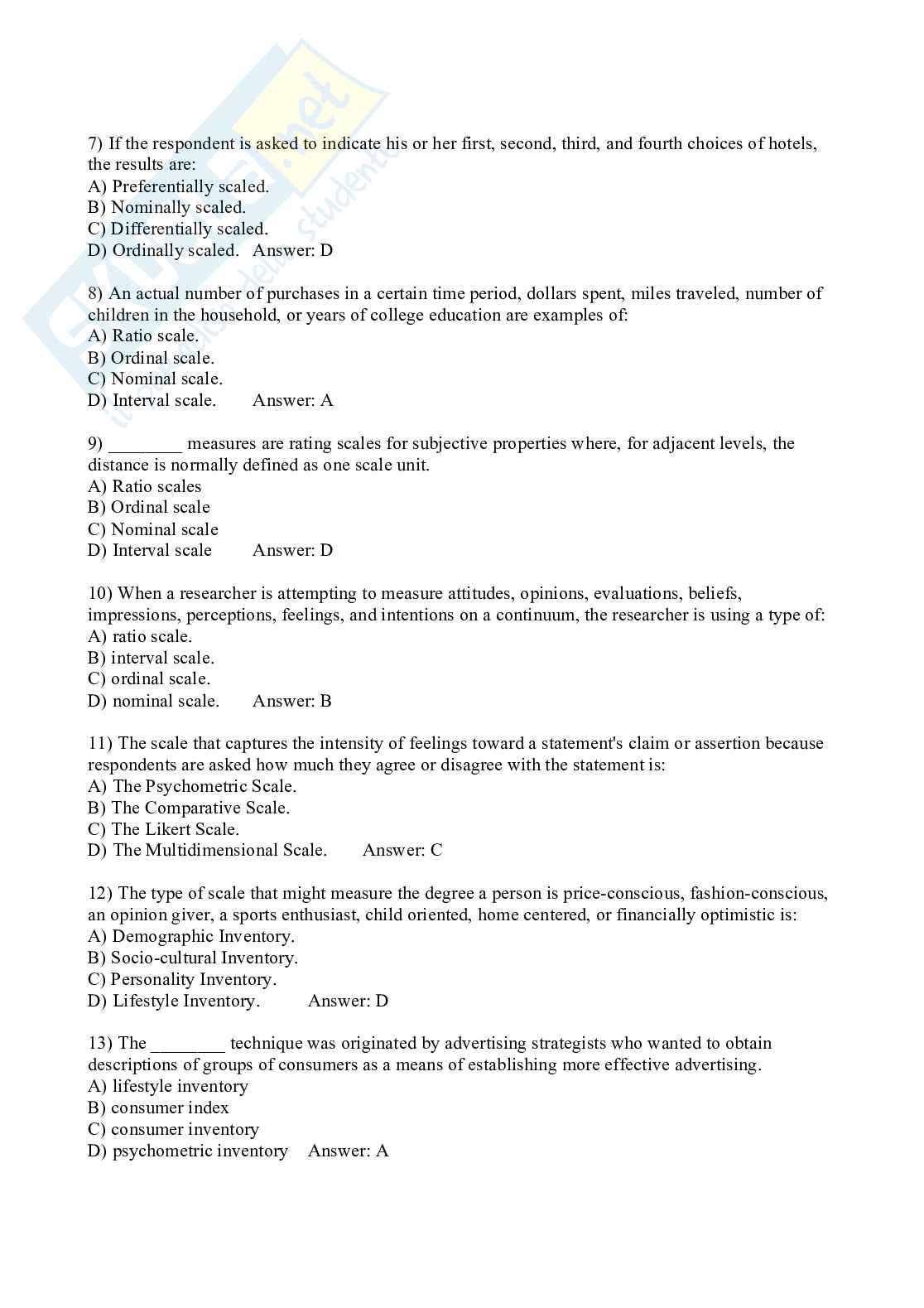 Domande specifiche Statistics and market research  Pag. 61