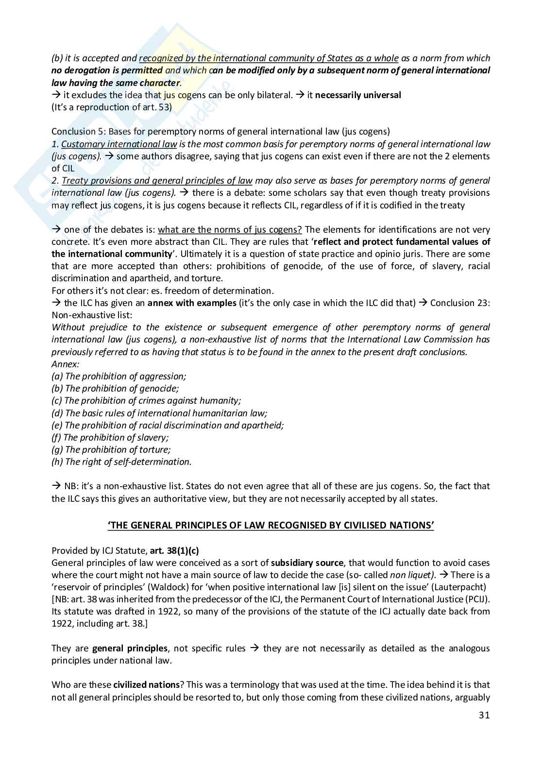 Appunti completi di International Law  Pag. 31