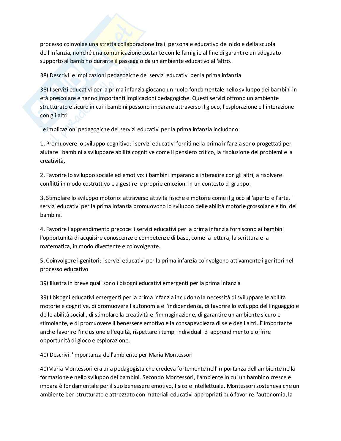 Paniere Fondamenti pedagogici per l'infanzia 0-3 anni - Risposte aperte - aggiornato (2026) Pag. 16