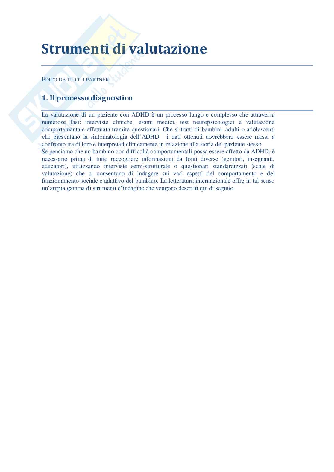 Strumenti di valutazione ADHD Pag. 1