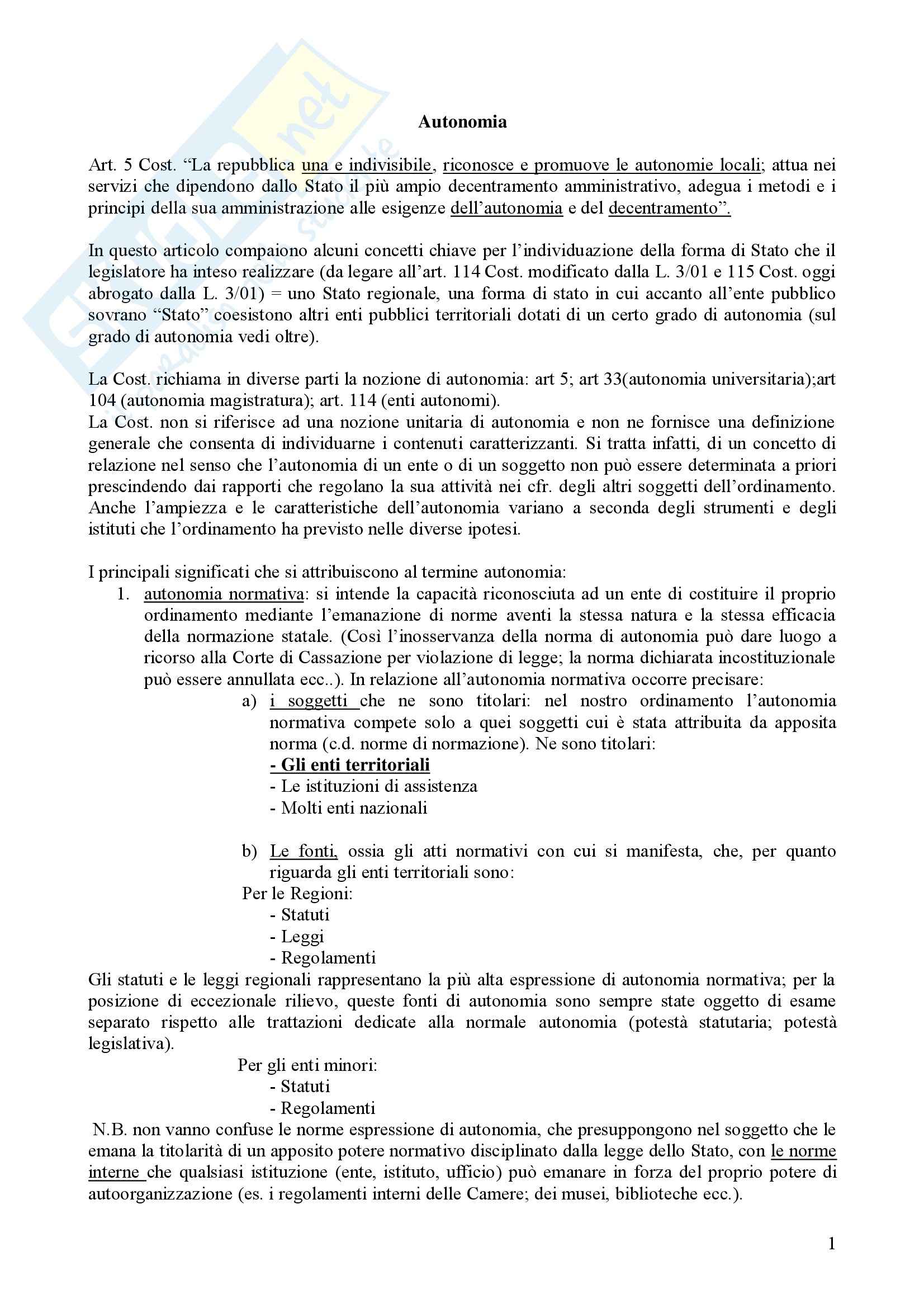 Diritto costituzionale - forme di governo Pag. 1