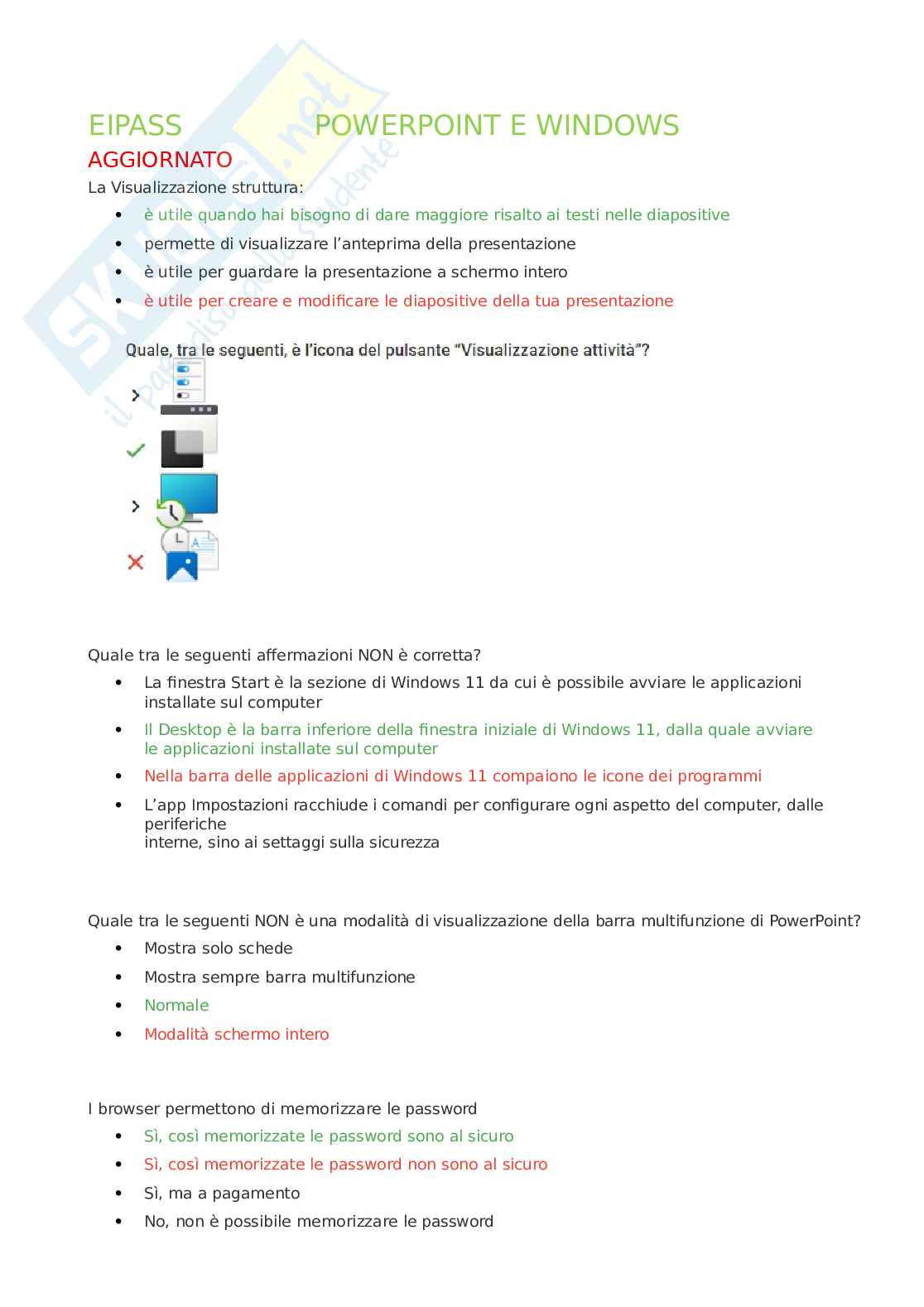 Eipass 7 moduli - Convalida Batteria: PowerPoint e Windows 11. Aggiornato e completo. In ordine Pag. 1