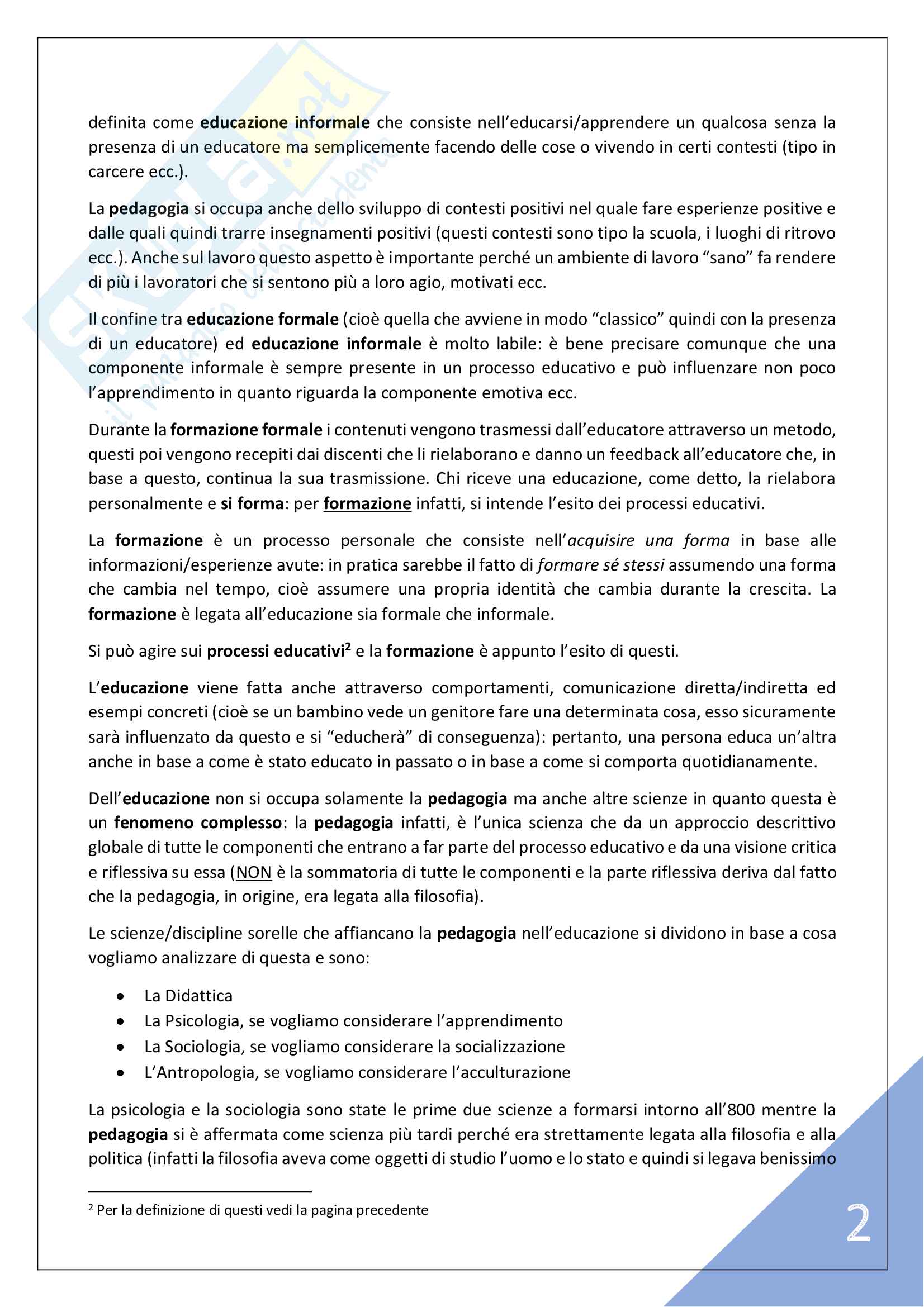 Pedagogia Generale e Sociale - 3° Anno Pag. 2