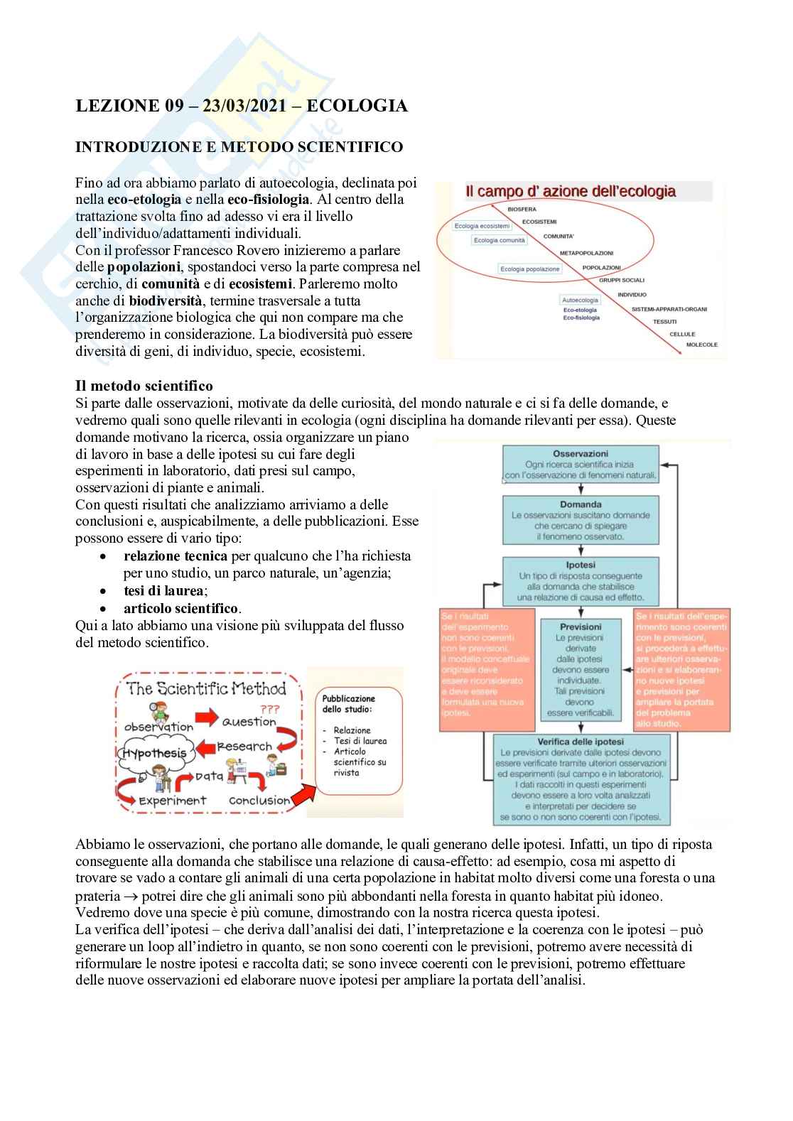 Ecologia con laboratorio - Lezione 09 Pag. 1